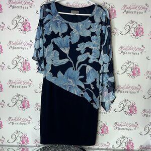 Laura petites dress Elegant Black and Blue Floral Dress Flowy